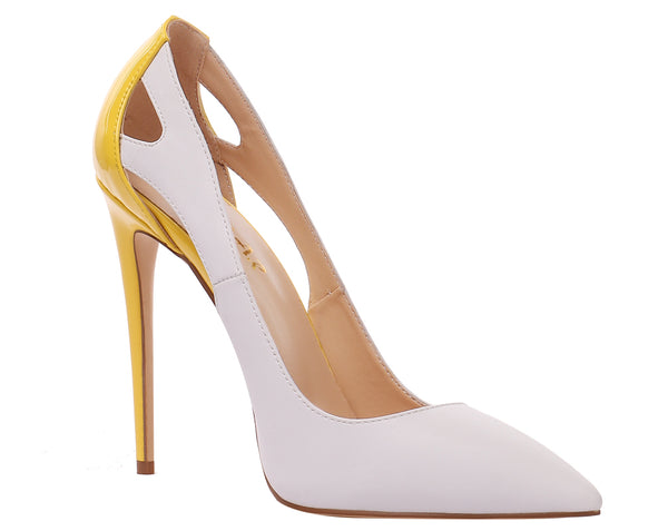 Glitter White & Yellow Wedding Stilettos Women Pumps Sexy 12cm Party High Heels