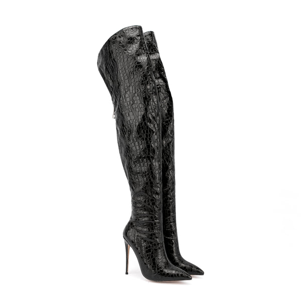 Pointed Toe Stiletto High Heels Over Knee Thigh High Boots