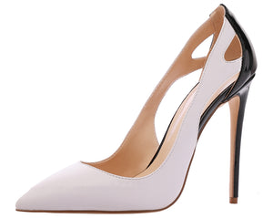 Glitter White&Black Dress Stilettos Women Pumps Sexy 12cm Party High Heels