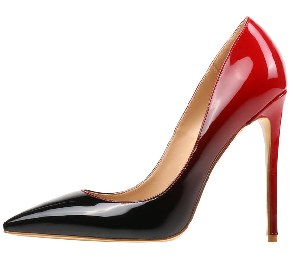 12cm Gradient Red Black Pumps Sexy Stilettos Dress Party High Heels
