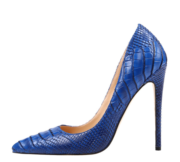 Blue Snakeskin 12cm Stilettos Dress Party High Heel Pumps