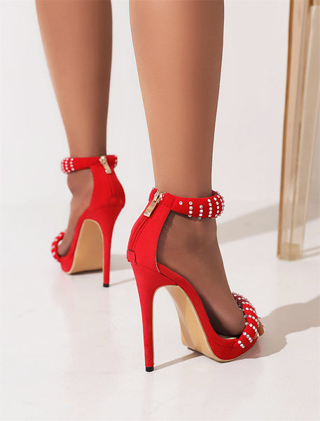 Prom Platform Sandals Stiletto High Heels with Studded Rhinestone