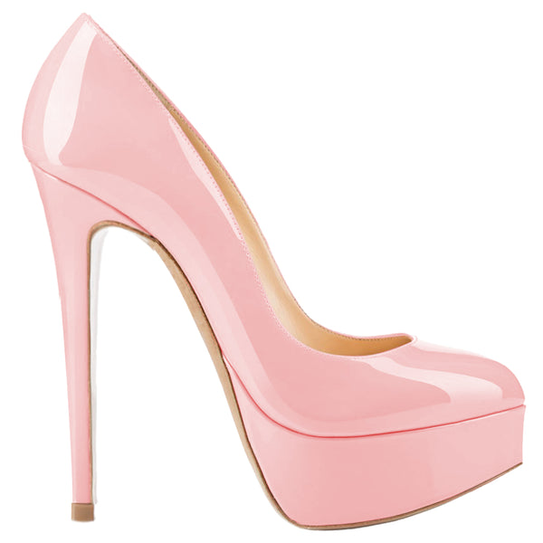 Women Sexy 14cm Pink Patent Pumps Party High Heels with platform