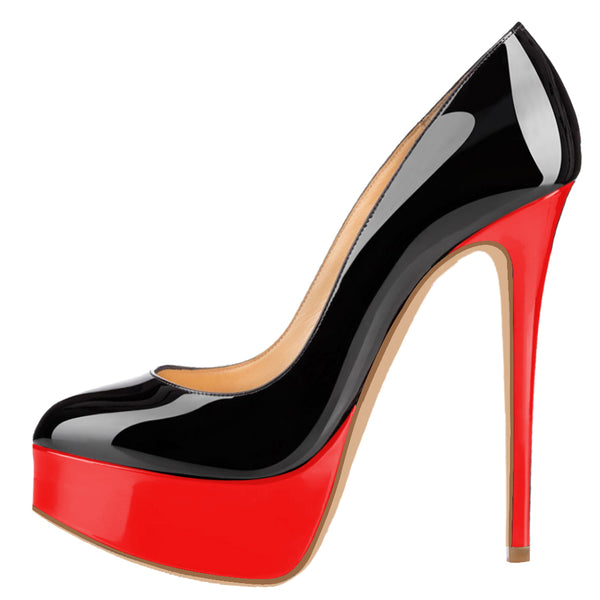 Women Sexy 14cm Black Red Patent Pumps Party High Heels with platform