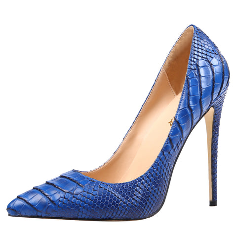 Blue Snakeskin 12cm Stilettos Dress Party High Heel Pumps