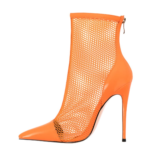 Mesh Ankle Boots Pointy Cap Toe Stiletto High Heel Sandal Booties for Women Men Sexy