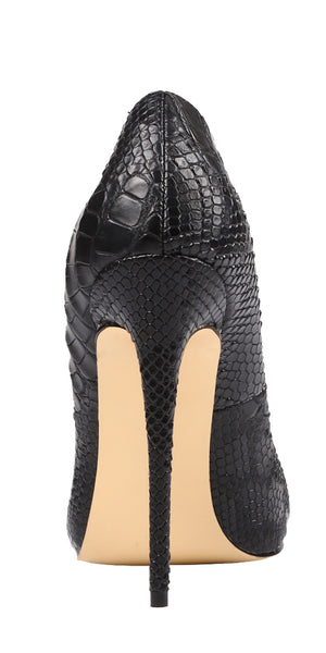 Black Snakeskin 12cm Stilettos Dress Party High Heel Pumps