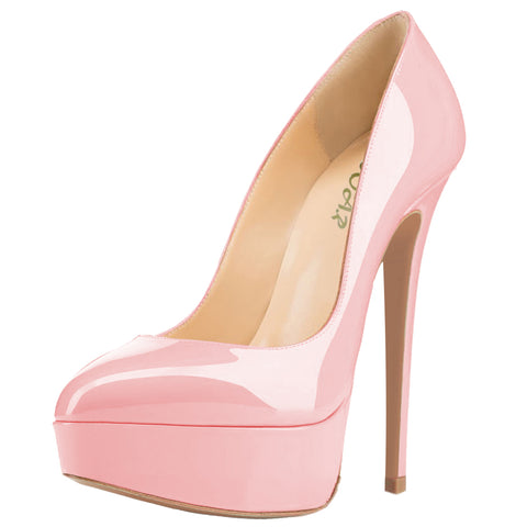 Women Sexy 14cm Pink Patent Pumps Party High Heels with platform