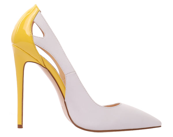 Glitter White & Yellow Wedding Stilettos Women Pumps Sexy 12cm Party High Heels