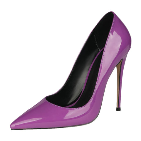 12cm Violet Patent Leather Pumps Sexy Stilettos Dress Party High Heels
