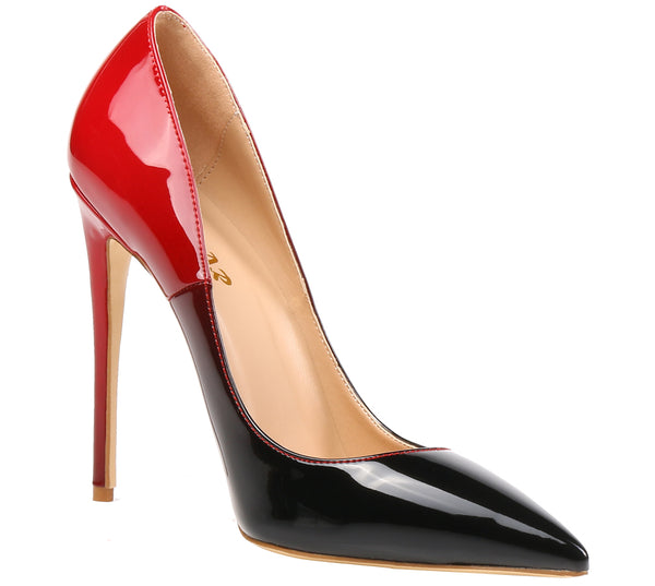12cm Gradient Red Black Pumps Sexy Stilettos Dress Party High Heels