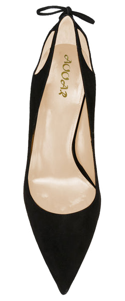 Black Suede 12cm Stilettos Pumps Dress Party High Heels with Tassel Bowknot