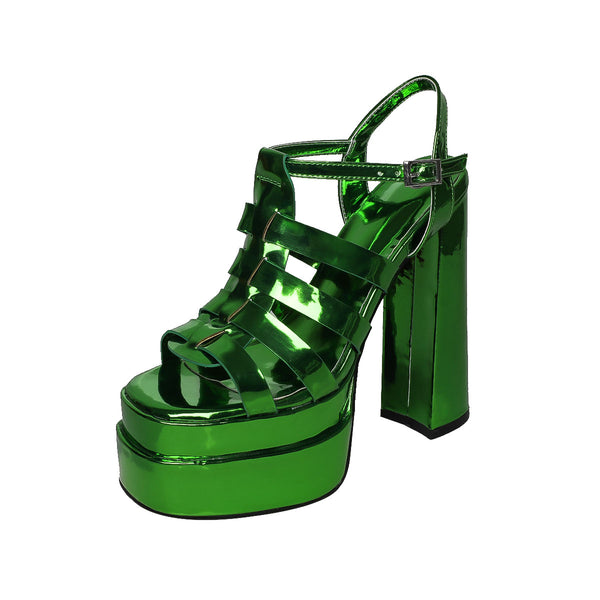 Glitter Patent Leather Gladiator Sandals Platform High Heel Open-toe Strappy Shoes
