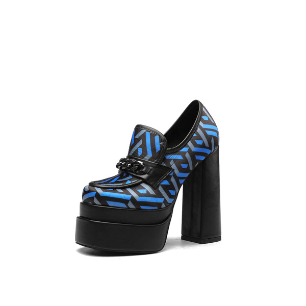 Chunky High Heels Pumps Platform Loafer Shoes for Women