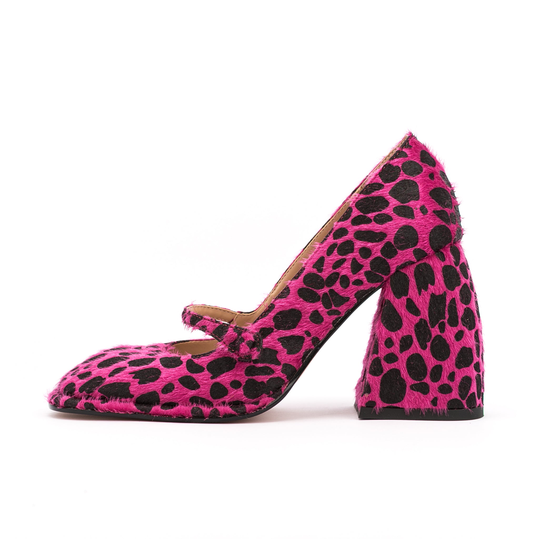 A New Day Ema Leopard Print Ankle Strap Block Heels Pumps