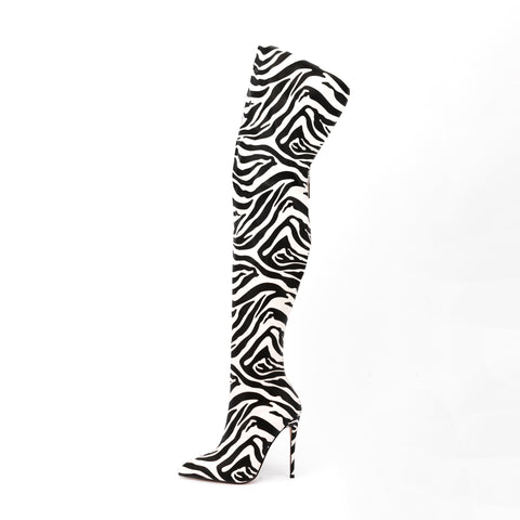 Pointed Toe Stiletto High Heels Over Knee Thigh High Boots